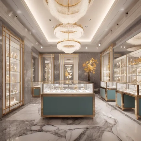 jewellery showroom display designs Saudi Arabia