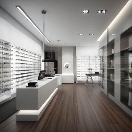 Large Optical Shop Interior Design White Display Furniture