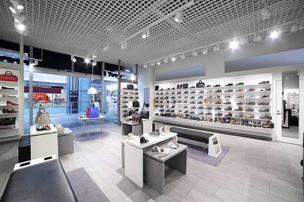 Custom-designed retail display fixtures optimizing store layout and navigation