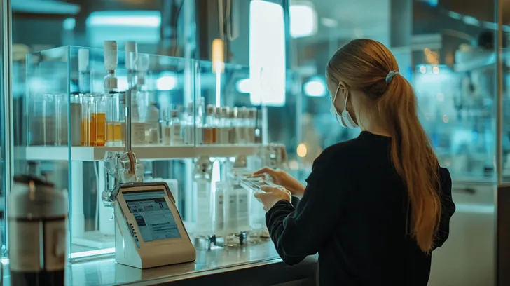 Customer testing products at the test station